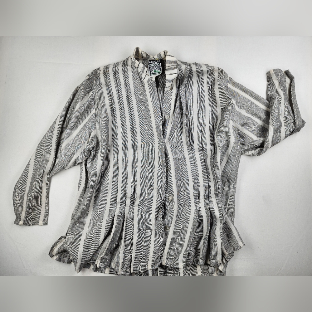 Vintage Grey Stripe Button Up Shirt Jback